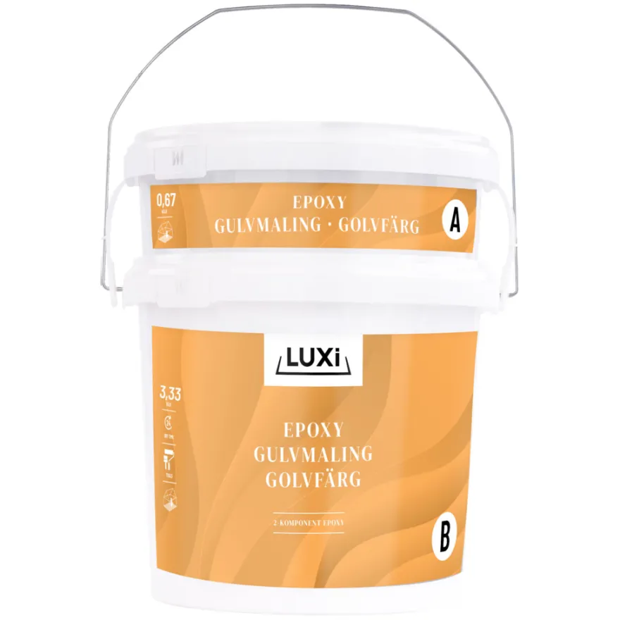 Gulvmaling 2K epoxy lysgrå 4 kg - LUXI®