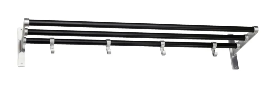 Habo Elegant hattehylde alu/sort 60 x 18,5 x 27 cm