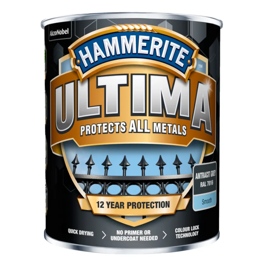 Hammerite Ultima metalmaling grå 750 ml