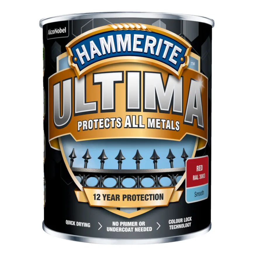 Hammerite Ultima metalmaling rød 750 ml