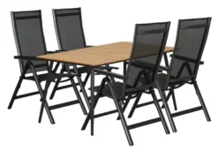 Havebord Beijing sort/teak 148 x 85 cm - Sunlife®