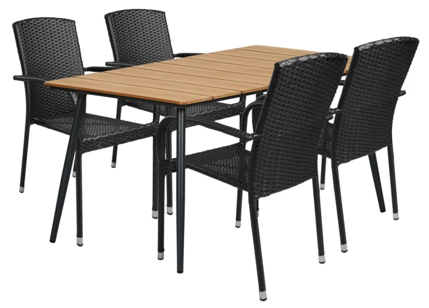 Havebord Beijing sort/teak 148 x 85 cm - Sunlife®