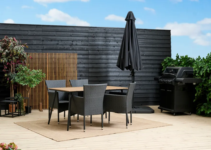 Havebord Beijing sort/teak 148 x 85 cm - Sunlife®