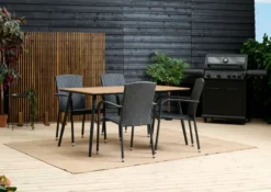 Havebord Beijing sort/teak 148 x 85 cm - Sunlife®