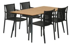 Havebord Beijing sort/teak 148 x 85 cm - Sunlife®