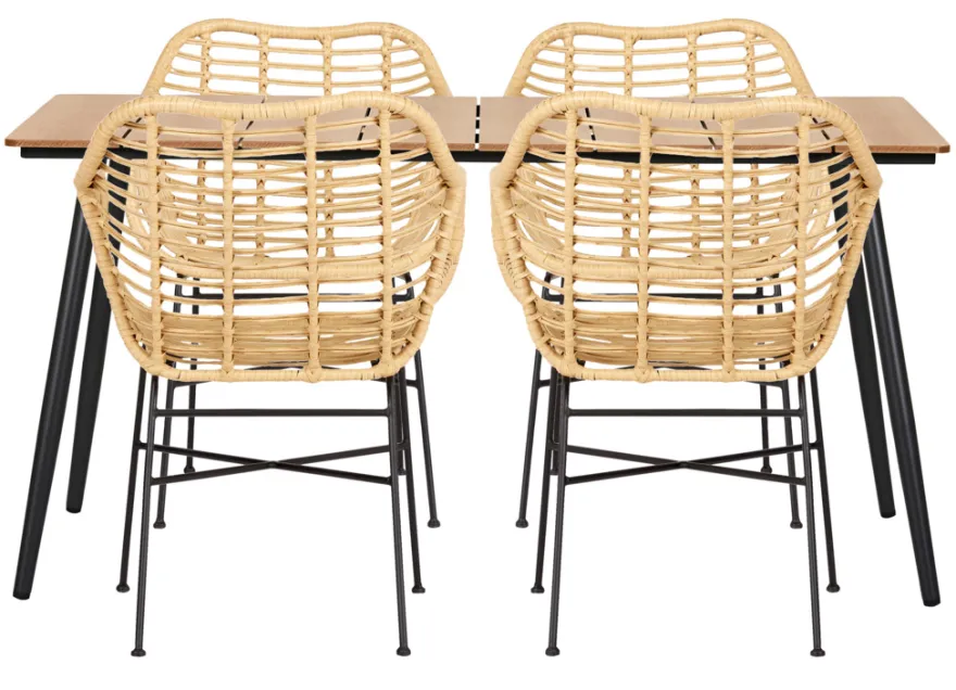 Havebord Beijing sort/teak 148 x 85 cm - Sunlife®