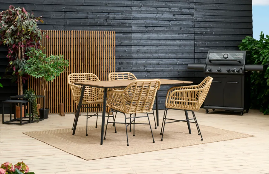 Havebord Beijing sort/teak 148 x 85 cm - Sunlife®