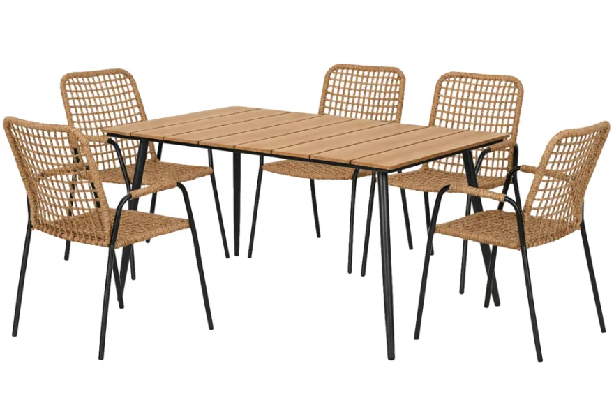 Havebord Beijing sort/teak 148 x 85 cm - Sunlife®