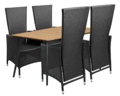 Havebord Beijing sort/teak 148 x 85 cm - Sunlife®