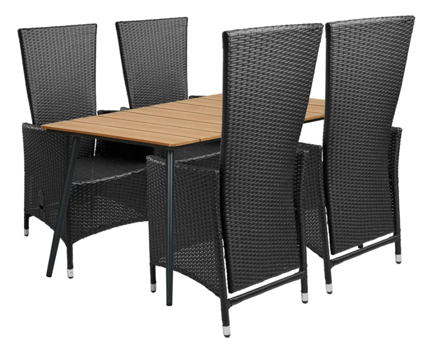 Havebord Beijing sort/teak 148 x 85 cm - Sunlife®