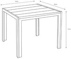 Havebord Havanna 90x90 cm i aluminium og nonwood - Sunlife®