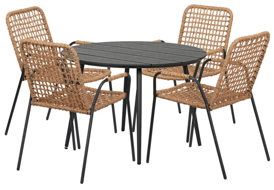 Havebord Madrid sort Ø110 cm - Sunlife®