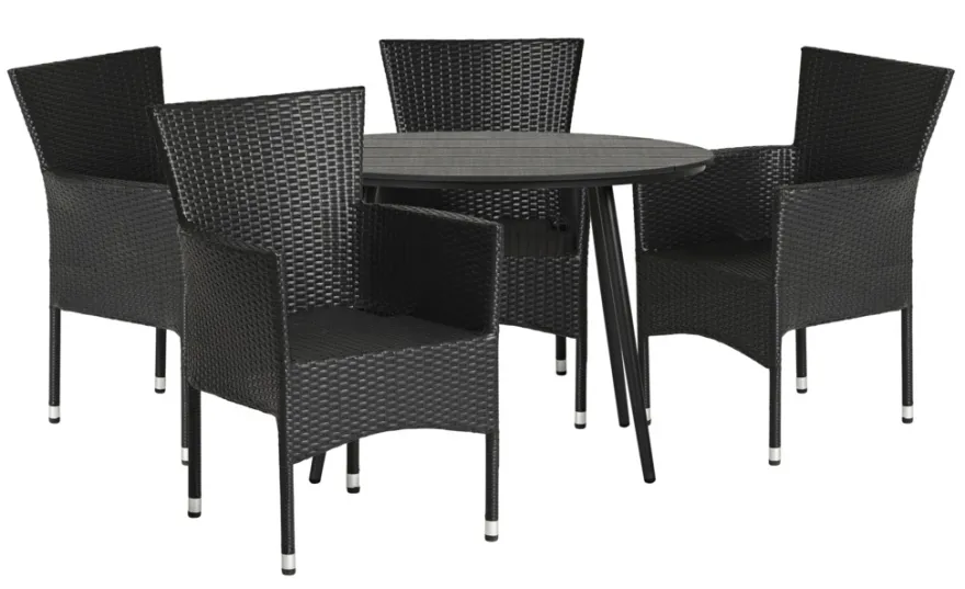 Havebord Madrid sort Ø110 cm - Sunlife®