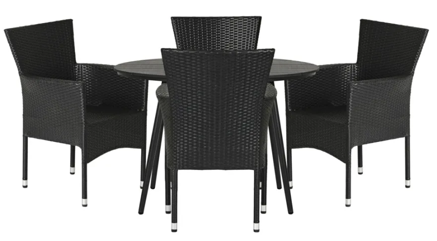 Havebord Madrid sort Ø110 cm - Sunlife®