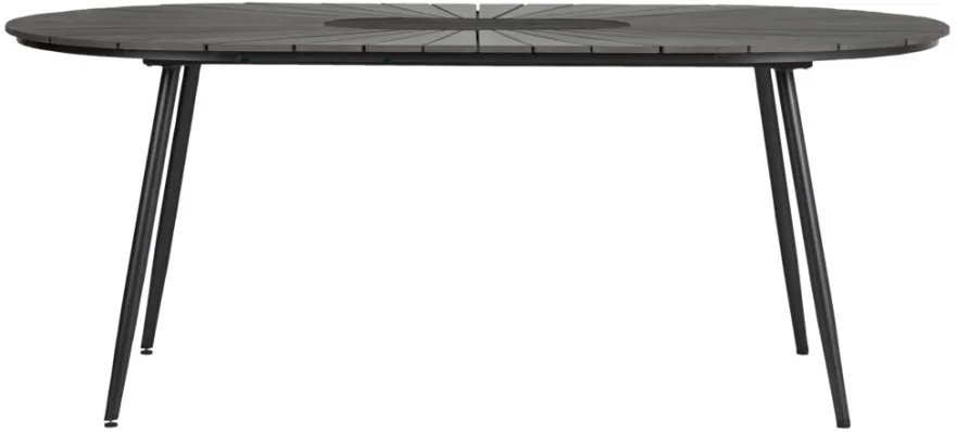 Havebord ovalt sort/brun 195 x 102 cm