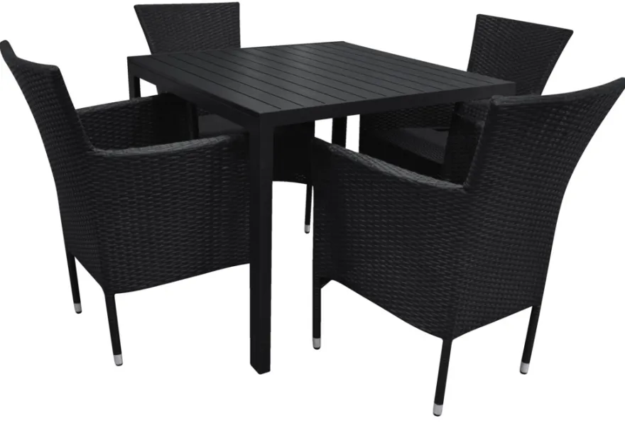 Havestol Bangkok i metal og sort polyrattan - Sunlife®