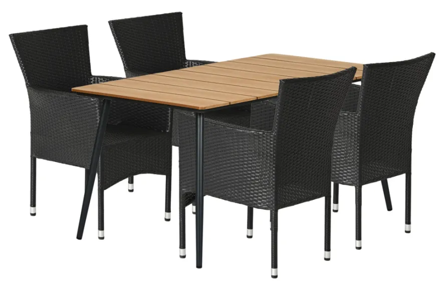 Havestol Bangkok i metal og sort polyrattan - Sunlife®