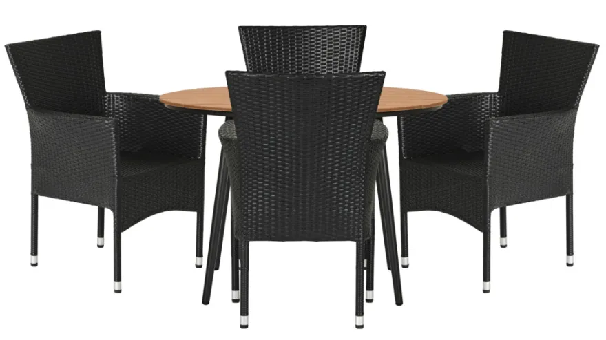 Havestol Bangkok i metal og sort polyrattan - Sunlife®