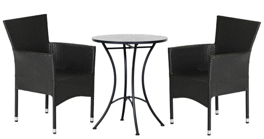 Havestol Bangkok i metal og sort polyrattan - Sunlife®