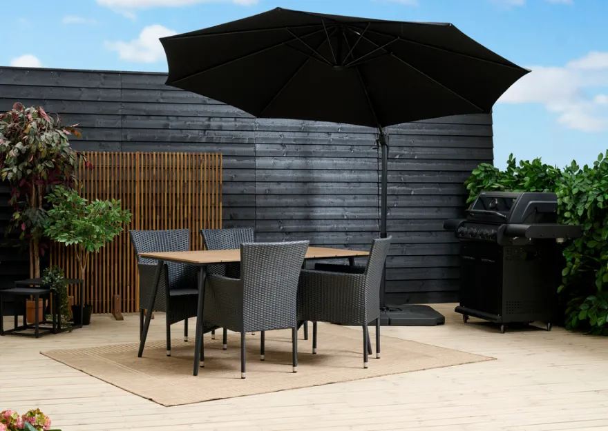 Havestol Bangkok i metal og sort polyrattan - Sunlife®