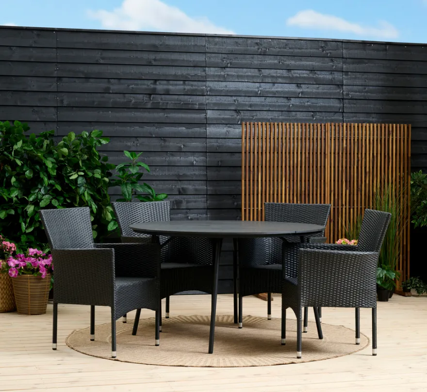 Havestol Bangkok i metal og sort polyrattan - Sunlife®