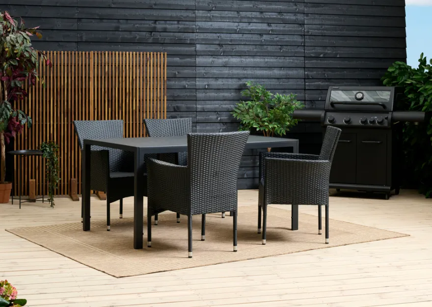 Havestol Bangkok i metal og sort polyrattan - Sunlife®