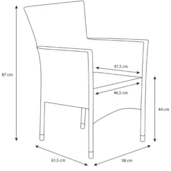 Havestol Bangkok i metal og sort polyrattan - Sunlife®