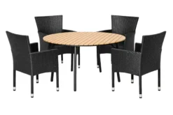 Havestol Bangkok i metal og sort polyrattan - Sunlife®