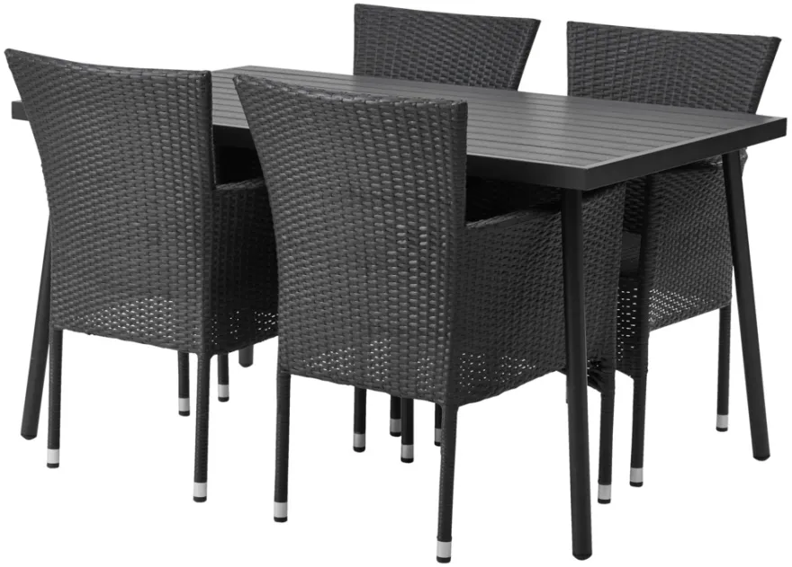Havestol Bangkok i metal og sort polyrattan - Sunlife®