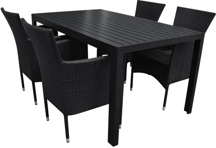 Havestol Bangkok i metal og sort polyrattan - Sunlife®