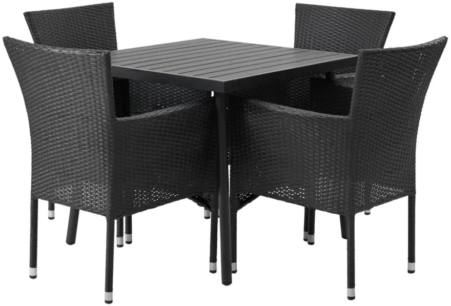 Havestol Bangkok i metal og sort polyrattan - Sunlife®