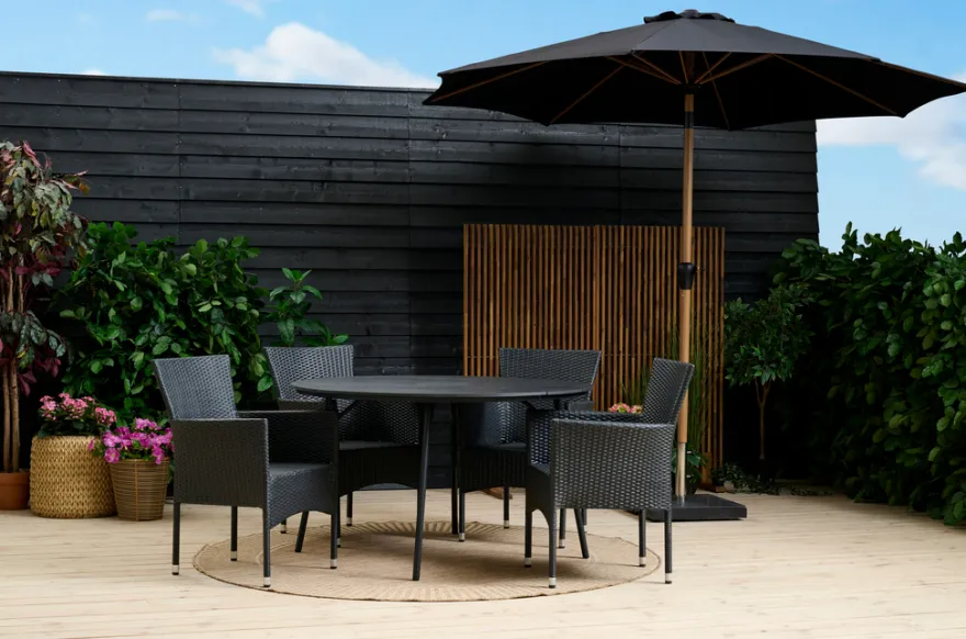 Havestol Bangkok i metal og sort polyrattan - Sunlife®