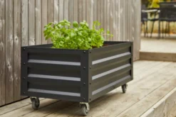 Højbed på hjul sort 80 x 45 x 40 cm - Garden®