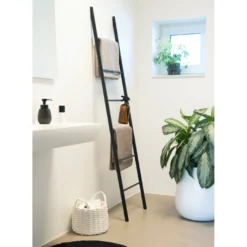 Håndklædestige bambus sort 180 x 45 cm