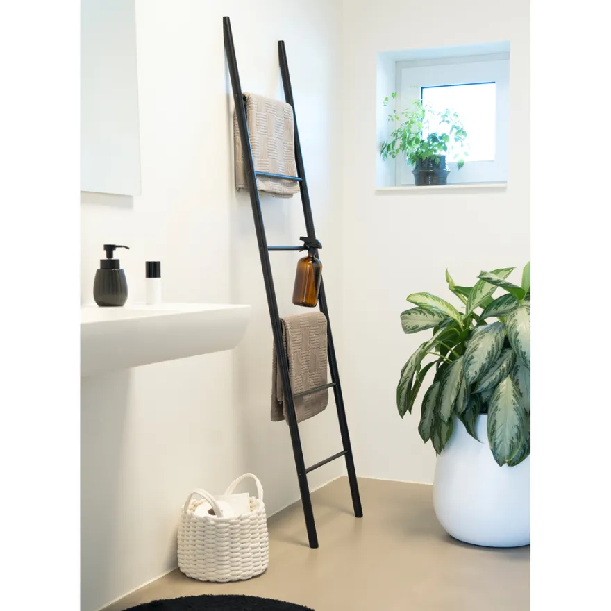 Håndklædestige bambus sort 180 x 45 cm