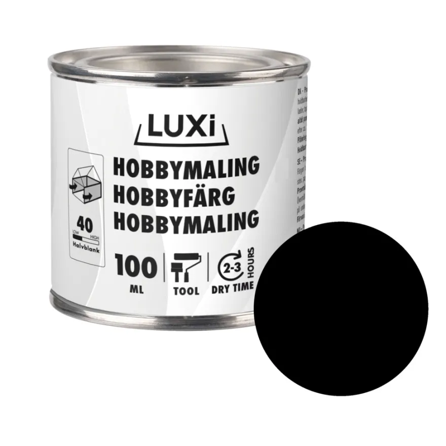 Hobbymaling sort 100 ml - LUXI®