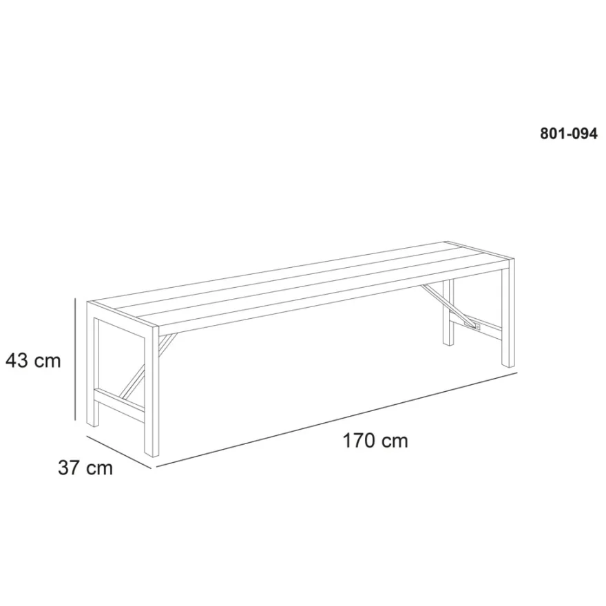 HORTUS bænk H-model fyrretræ sort 170 cm
