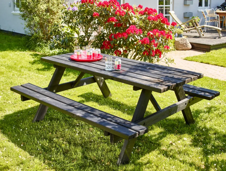 HORTUS bord-/bænkesæt fyrretræ sort 177 x 155 cm