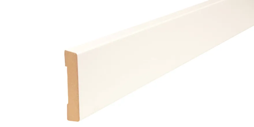 Indfatning glat MDF hvid - 14 x 65 x 2200 mm