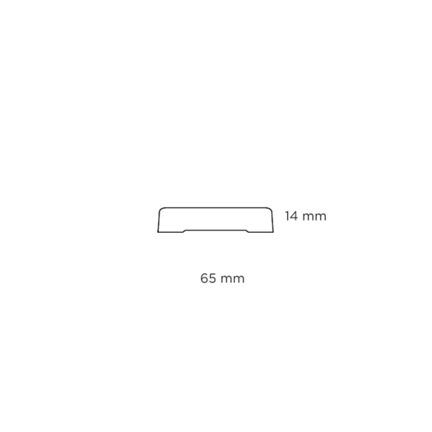 Indfatning glat plast hvid - 14 x 65 x 2200 mm
