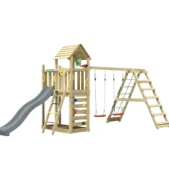 Jungle Gym Safari legetårn m/gynger & klatremodul grå