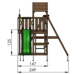 Jungle Gym Safari legetårn m/grøn rutsjebane & gynger grøn