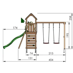 Jungle Gym Safari legetårn m/grøn rutsjebane & gynger grøn