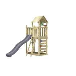 Jungle Gym Safari legetårn m/rutsjebane & klatrevæg grå