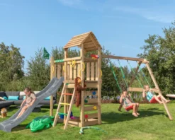 Jungle Gym Safari legetårn m/grå rutsjebane & gynger grå