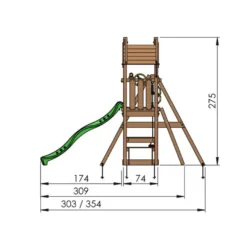 Jungle Gym Totem legetårn med rutsjebane & gyngestativ