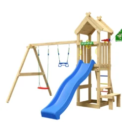 Jungle Gym Totem legetårn med rutsjebane & gyngestativ