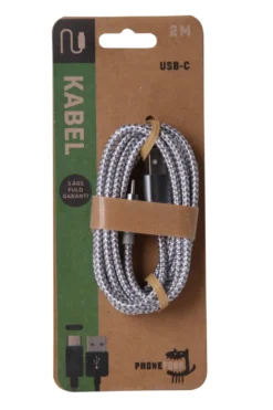 Kabel med USB-C stik - 2 meter