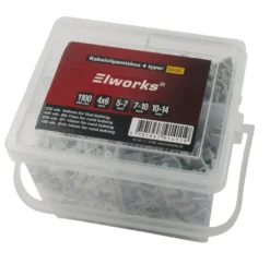 Kabelclips boks hvid/grå 1100 stk. - Elworks