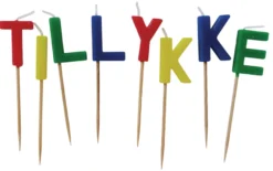 Kagelys TILLYKKE 8 stk. multifarvet